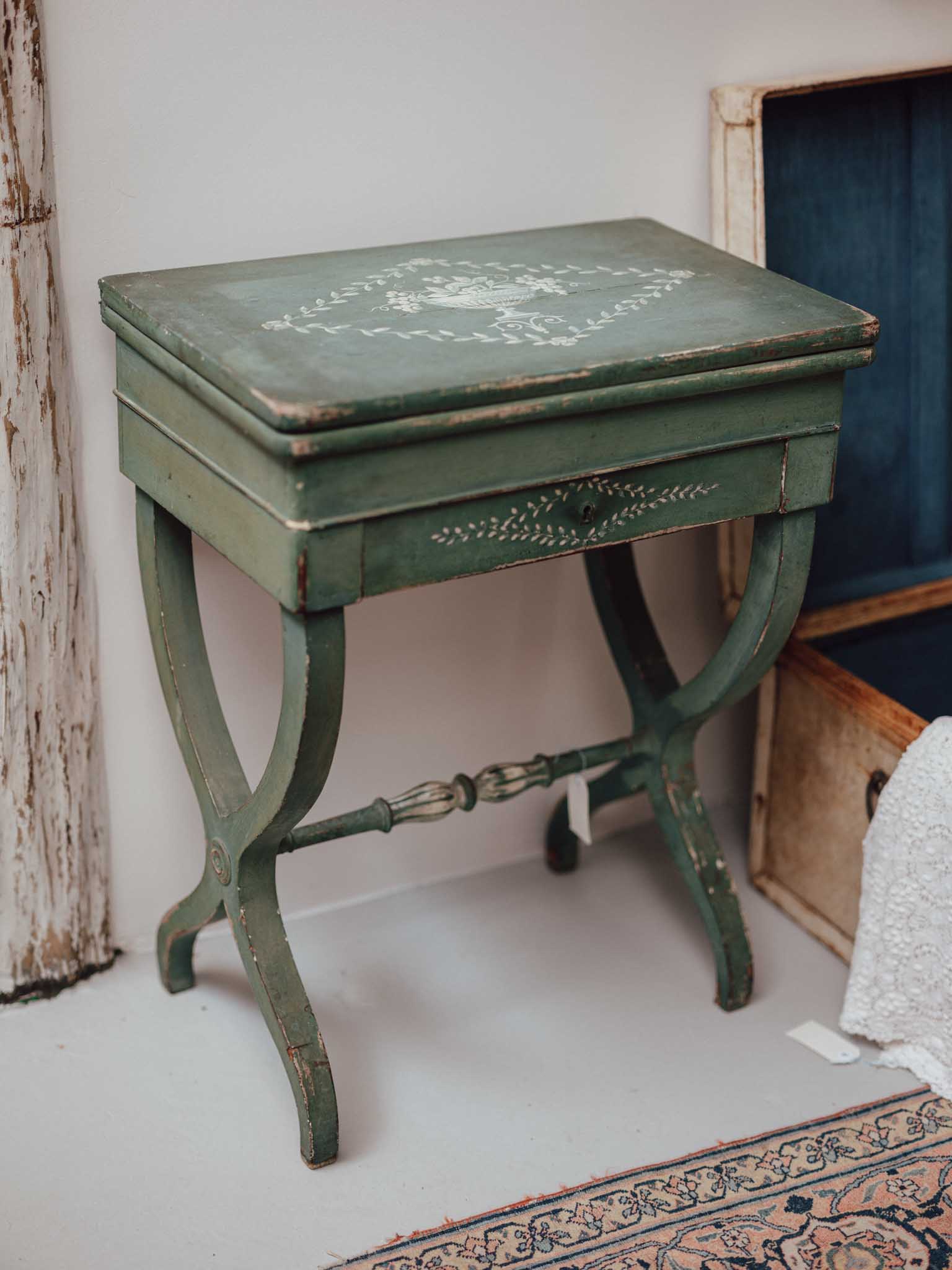 French Painted Work and Games Table, c1810-1840