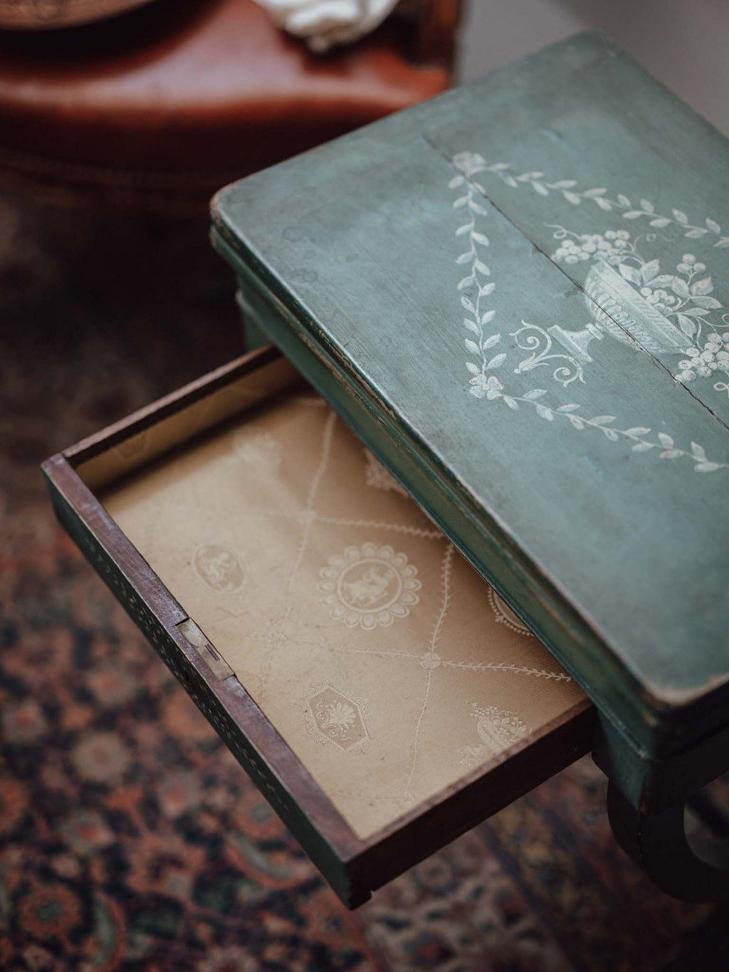 French Painted Work and Games Table, c1810-1840