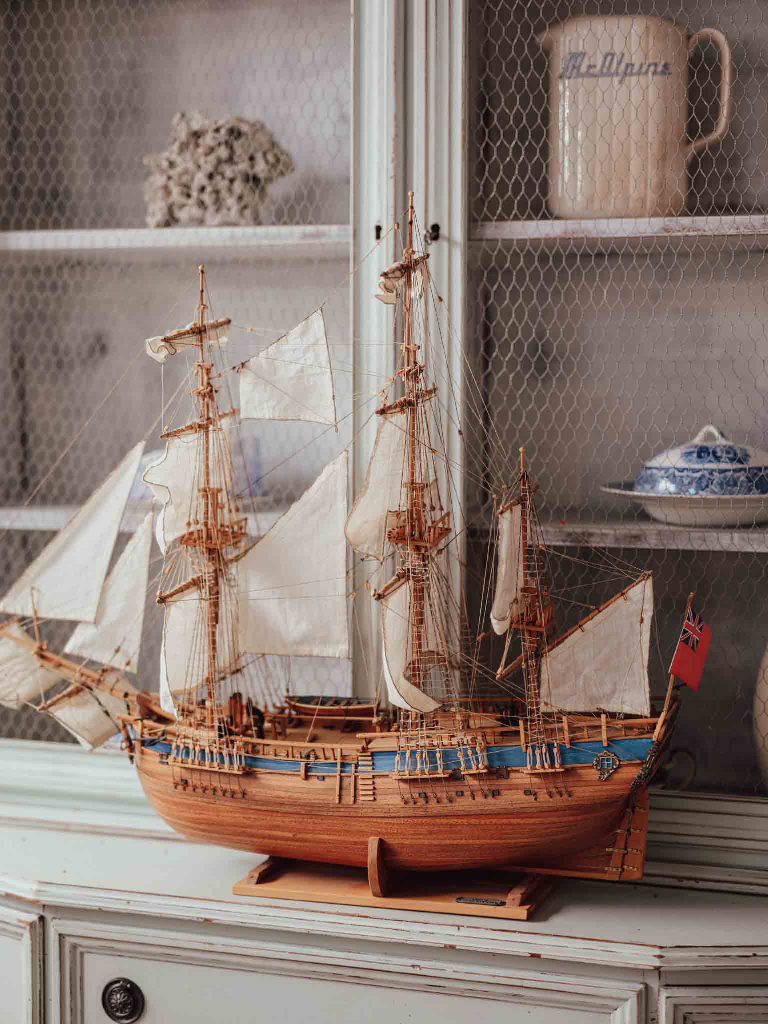 HMB Endeavour Scale Model Ship on Stand