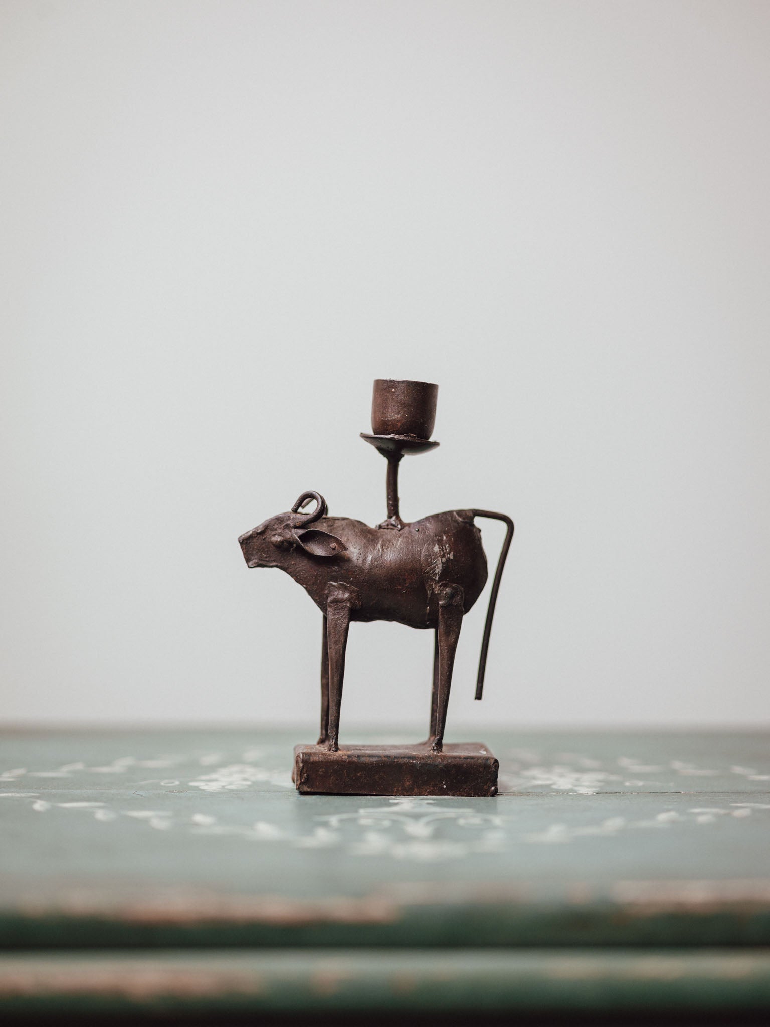 Handmade Iron Cow Candleholder