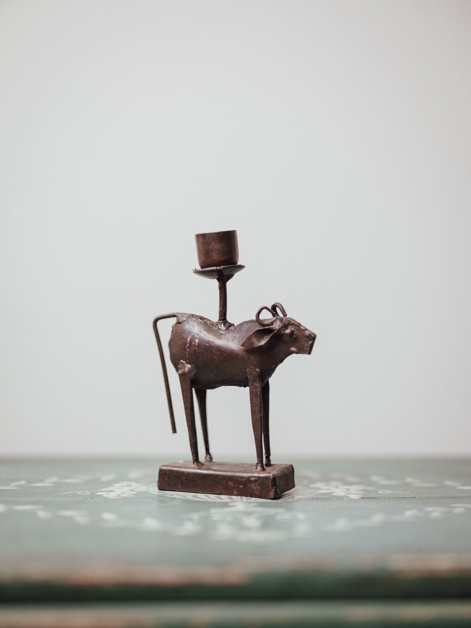 Handmade Iron Cow Candleholder