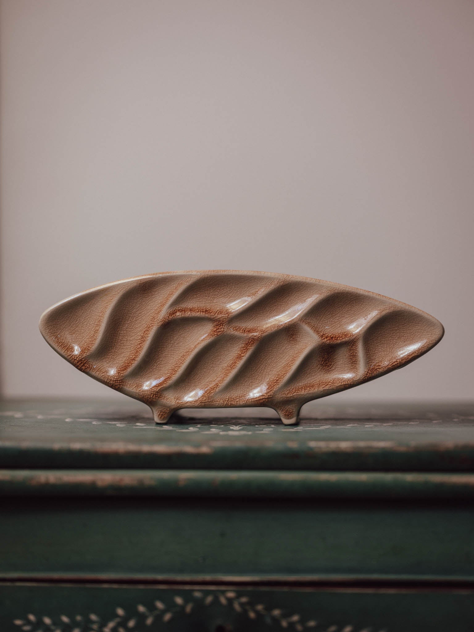Japanese Ikebana Vessel with Crackle Glaze