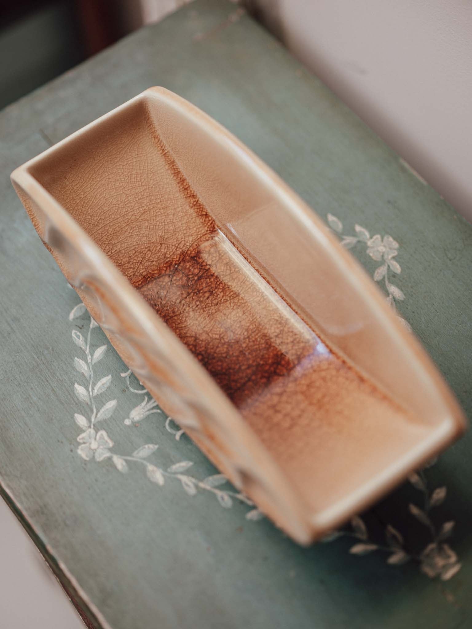 Japanese Ikebana Vessel with Crackle Glaze