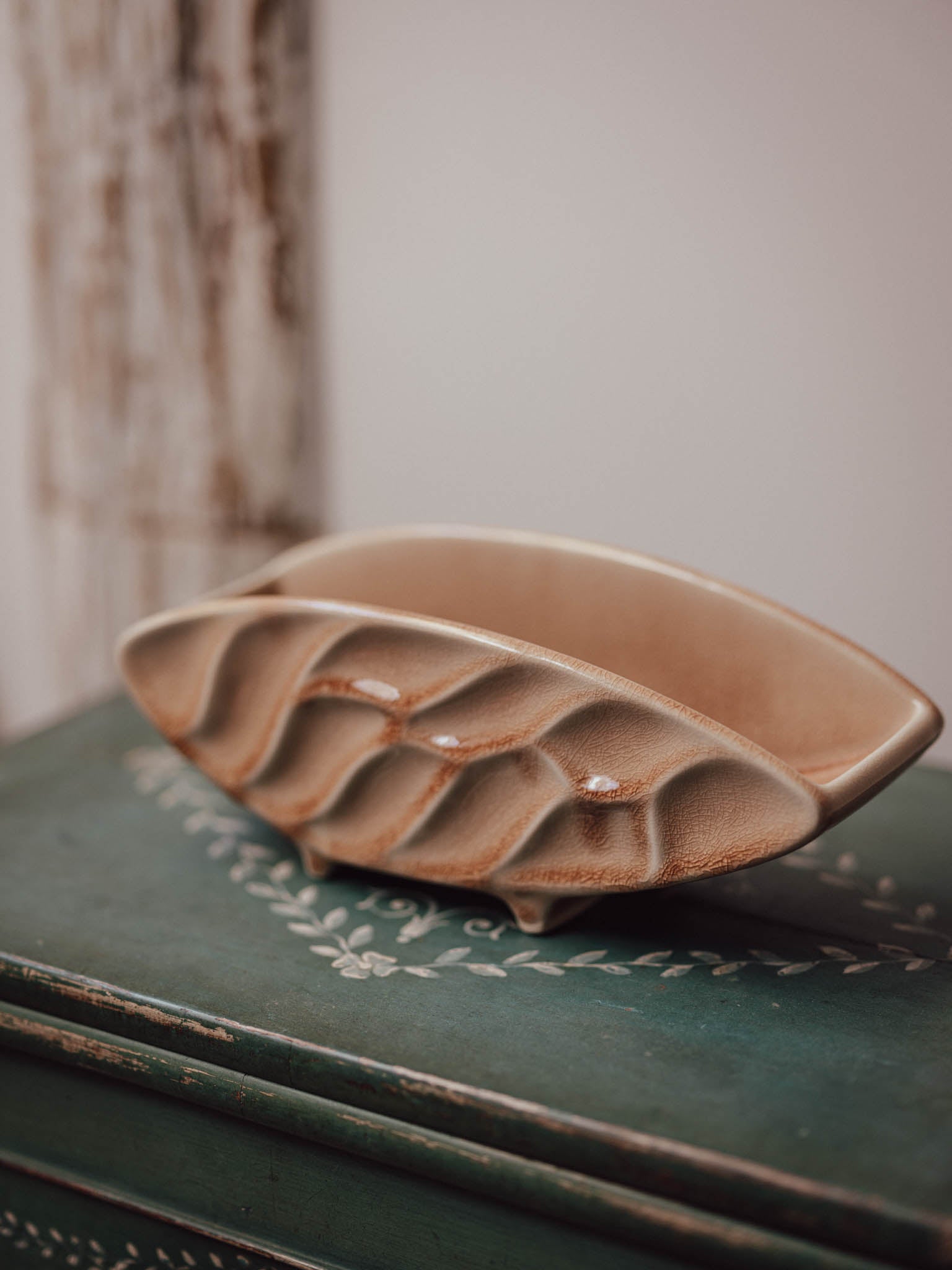 Japanese Ikebana Vessel with Crackle Glaze
