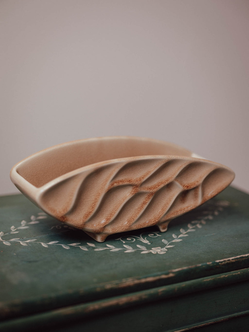 Japanese Ikebana Vessel with Crackle Glaze