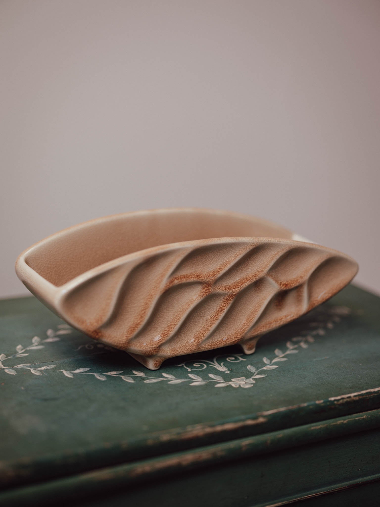 Japanese Ikebana Vessel with Crackle Glaze
