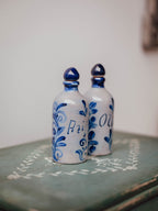 German Stoneware Oil and Vinegar  Bottles