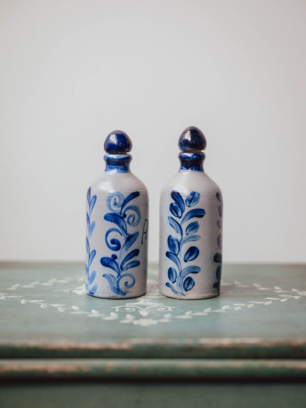 German Stoneware Oil and Vinegar  Bottles