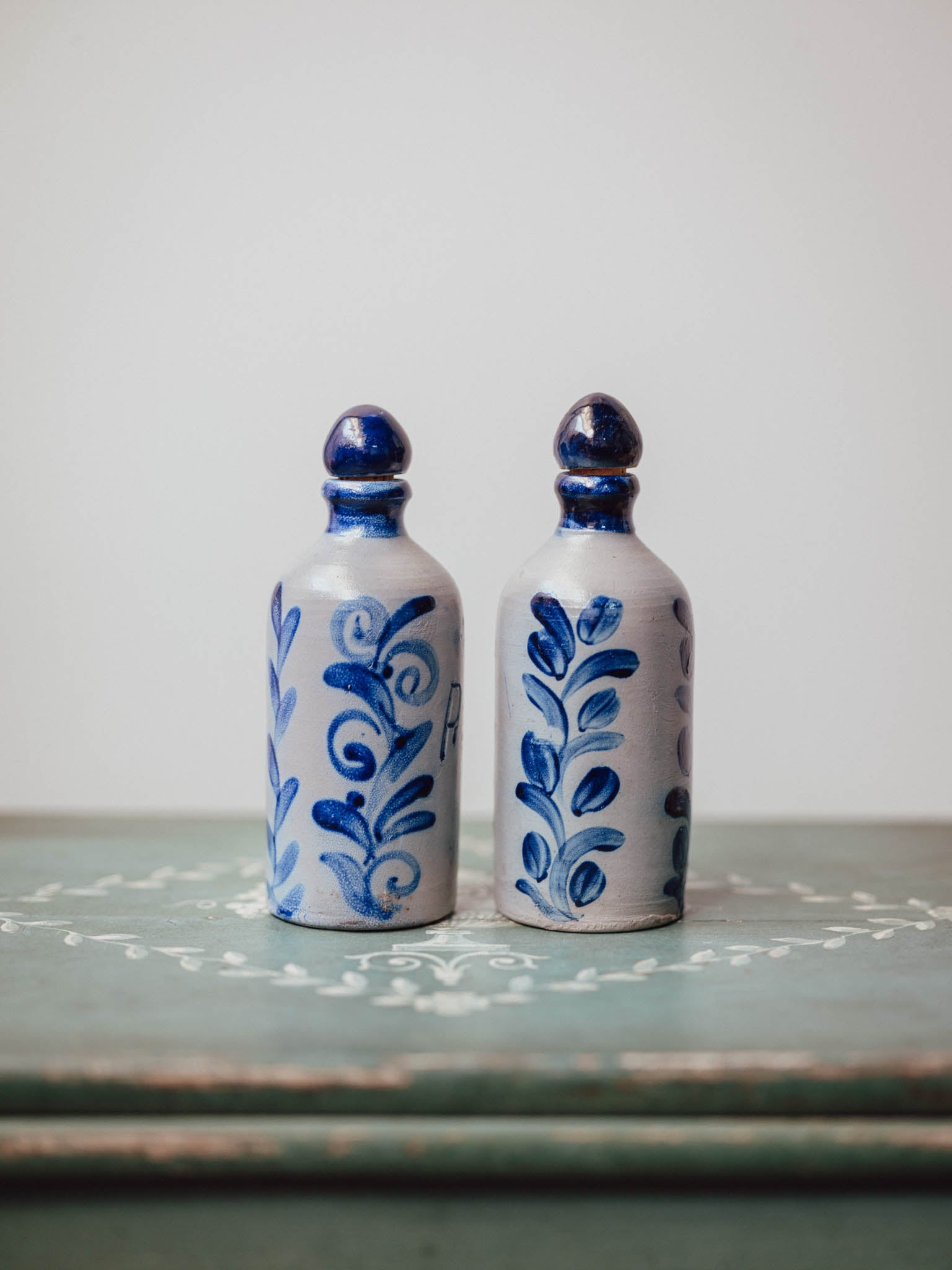 German Stoneware Oil and Vinegar  Bottles