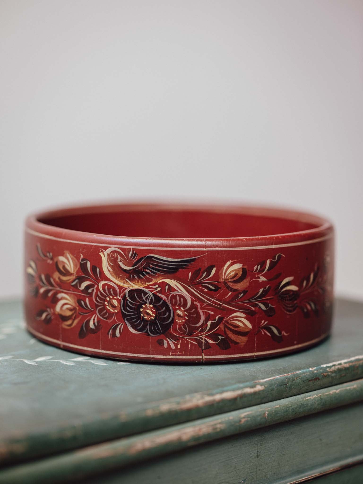 Dutch Hindeloopen Folk Art Painted Wooden Bowl