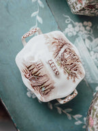 English Scenic Transferware Lidded Sugar Bowl - Made in England