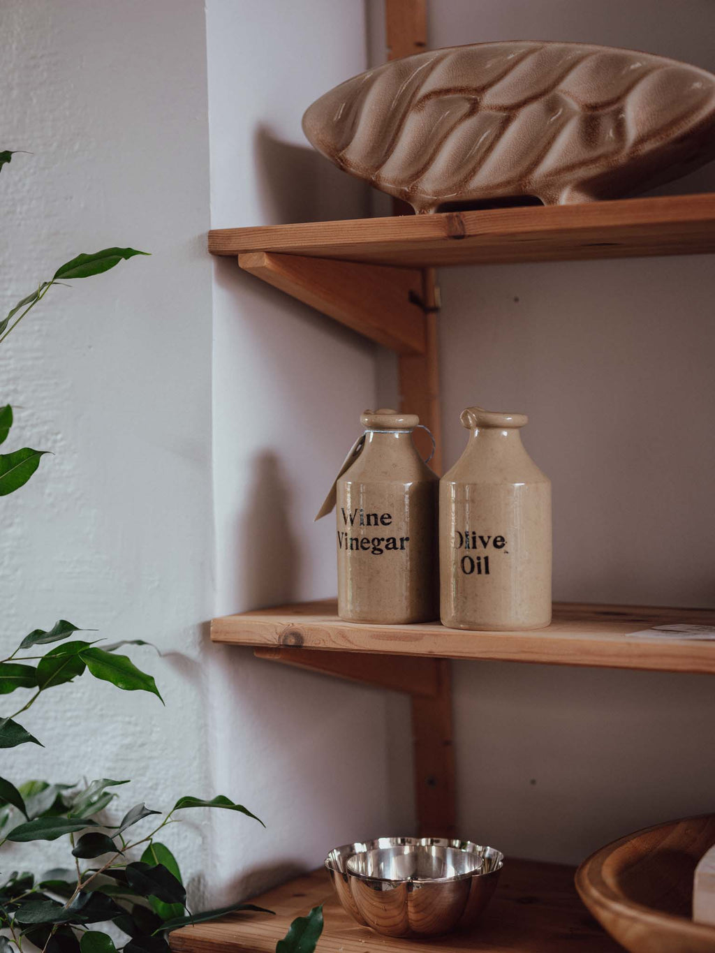 Pair of English Stoneware Condiment Bottles