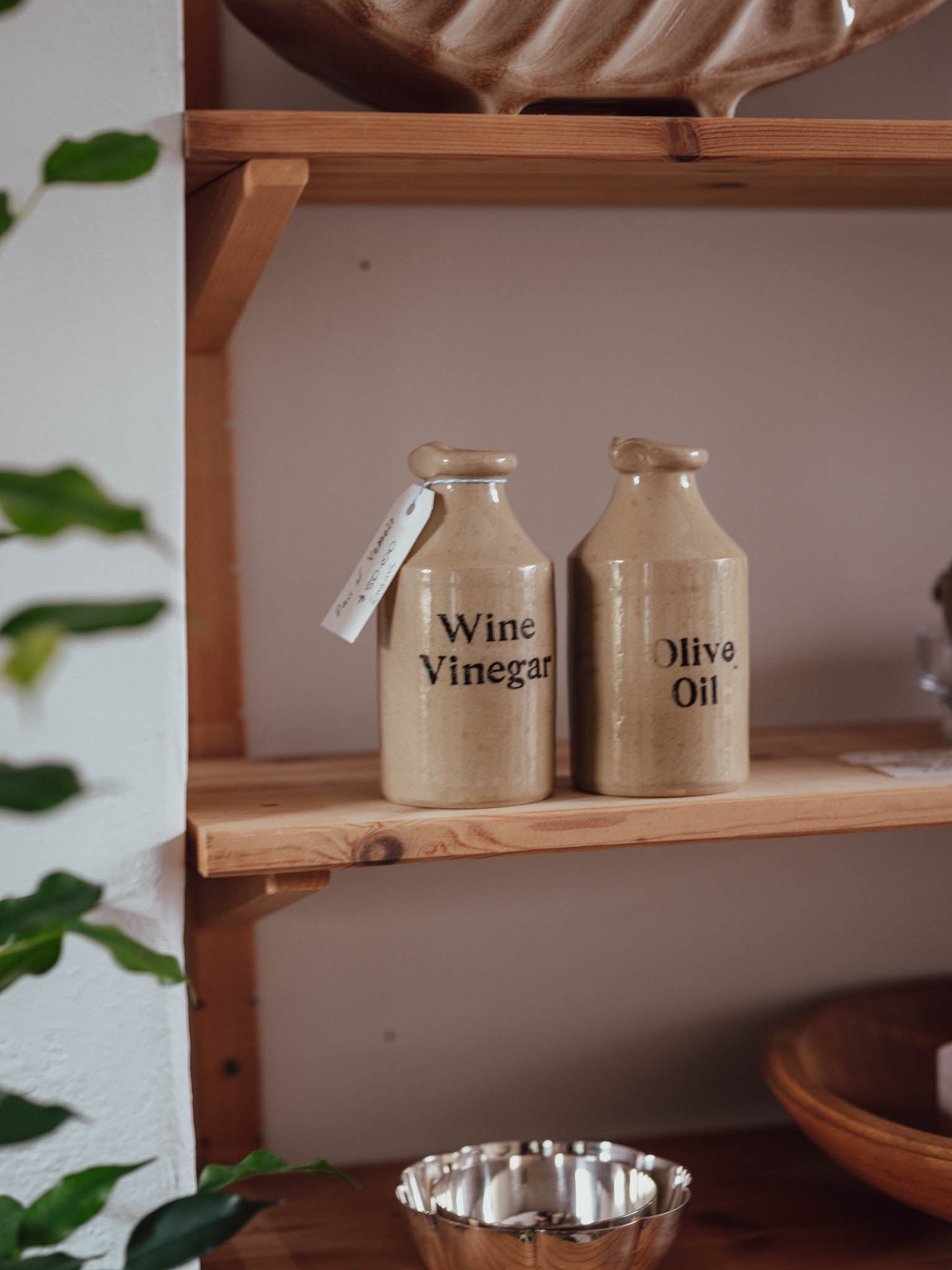 Pair of English Stoneware Condiment Bottles