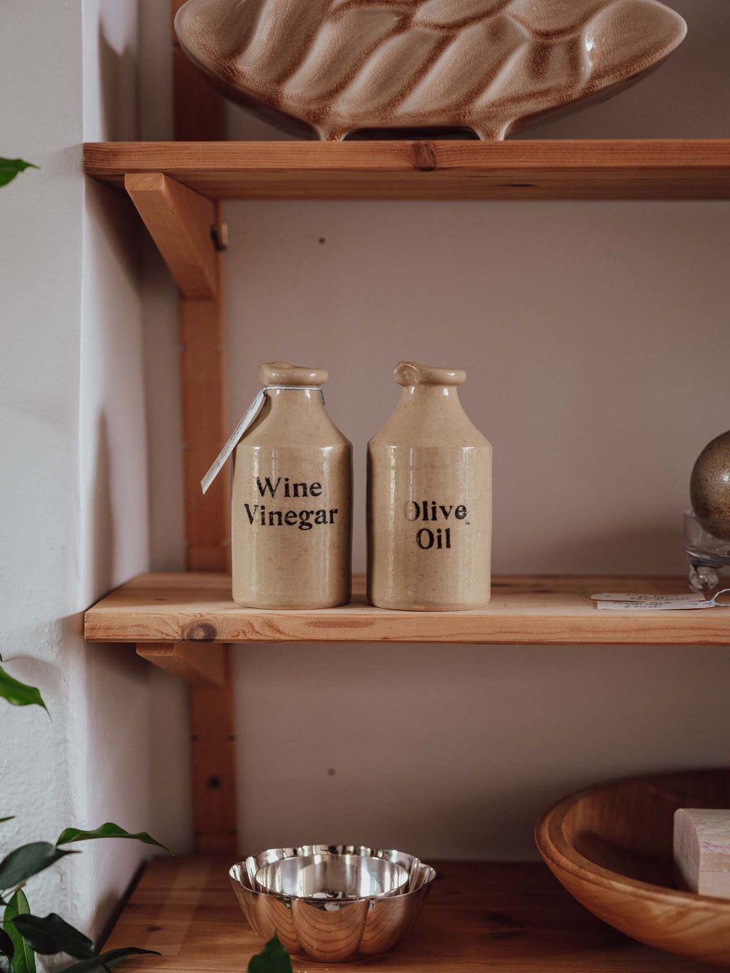 Pair of English Stoneware Condiment Bottles