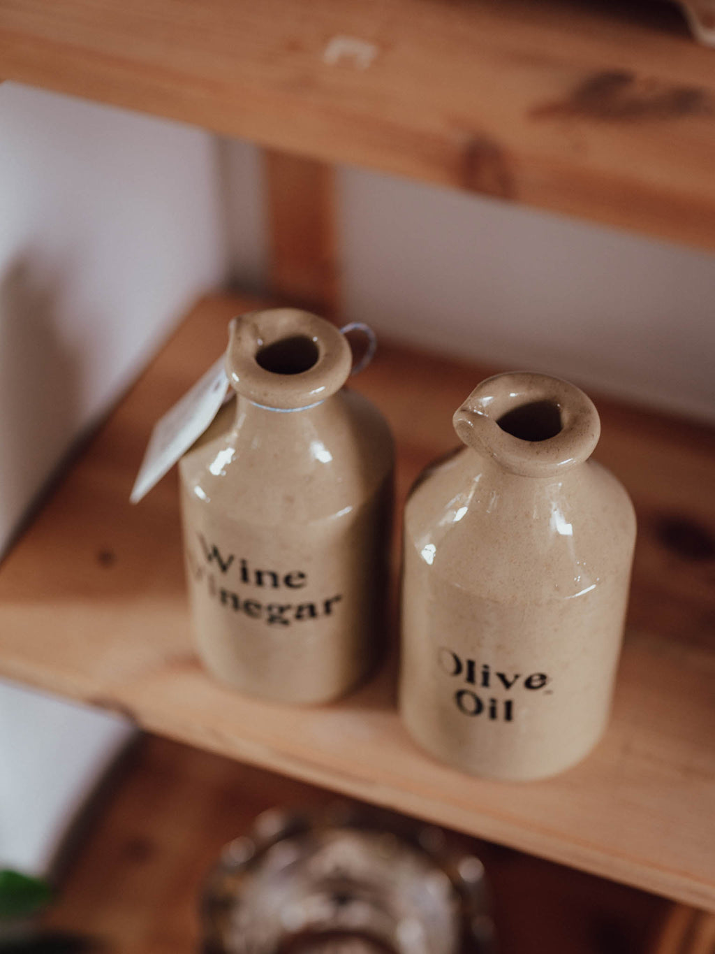 Pair of English Stoneware Condiment Bottles