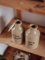Pair of English Stoneware Condiment Bottles