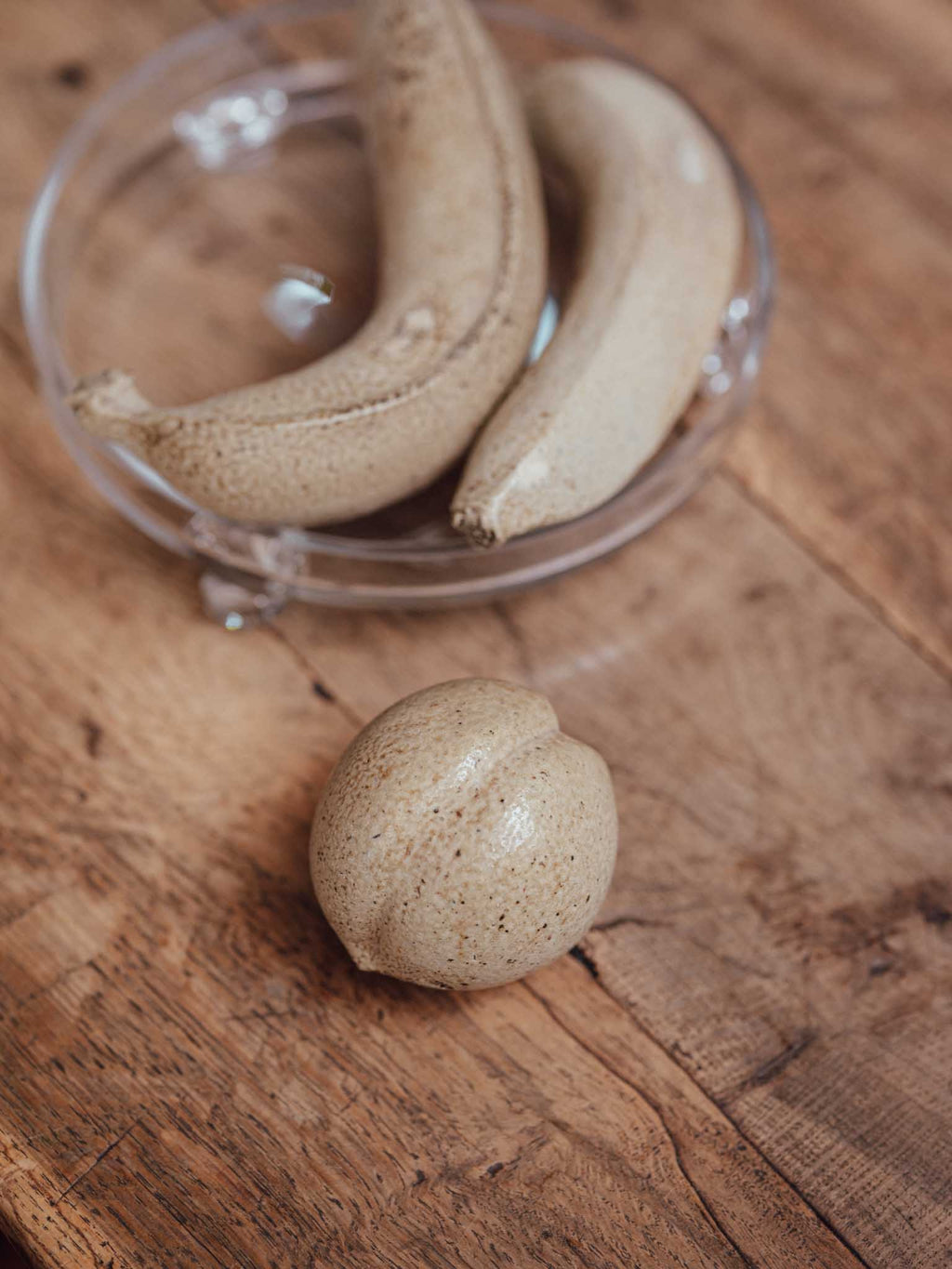 Handmade Stoneware Ceramic Fruit - Peach and Banana