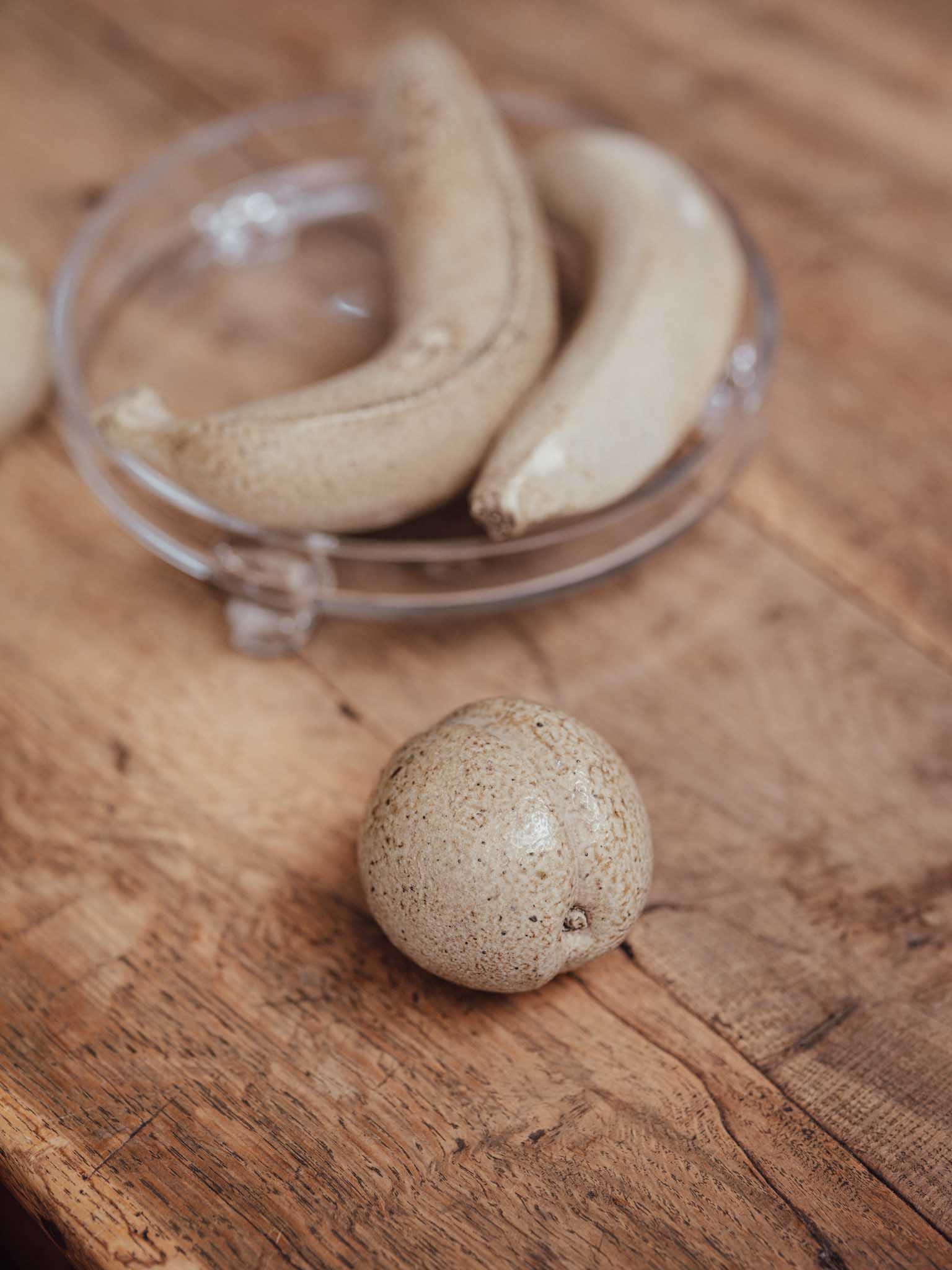 Handmade Stoneware Ceramic Fruit - Peach and Banana