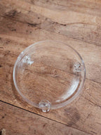 Vintage Hand Blown Glass Footed Bowl with Scrolled Feet