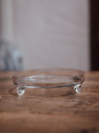 Vintage Hand Blown Glass Footed Bowl with Scrolled Feet