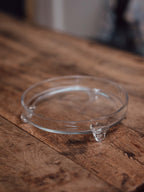 Vintage Hand Blown Glass Footed Bowl with Scrolled Feet