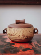 Te Rona Temuka Slipcast Marbled Clay Lidded Studio Pot