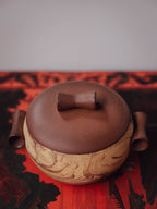 Te Rona Temuka Slipcast Marbled Clay Lidded Studio Pot