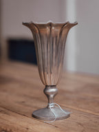 Vintage Aluminium Trumpet Vase with Ruffled Rim
