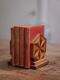 Pair of Vintage Marquetry Bookends with Geometric Star Inlay