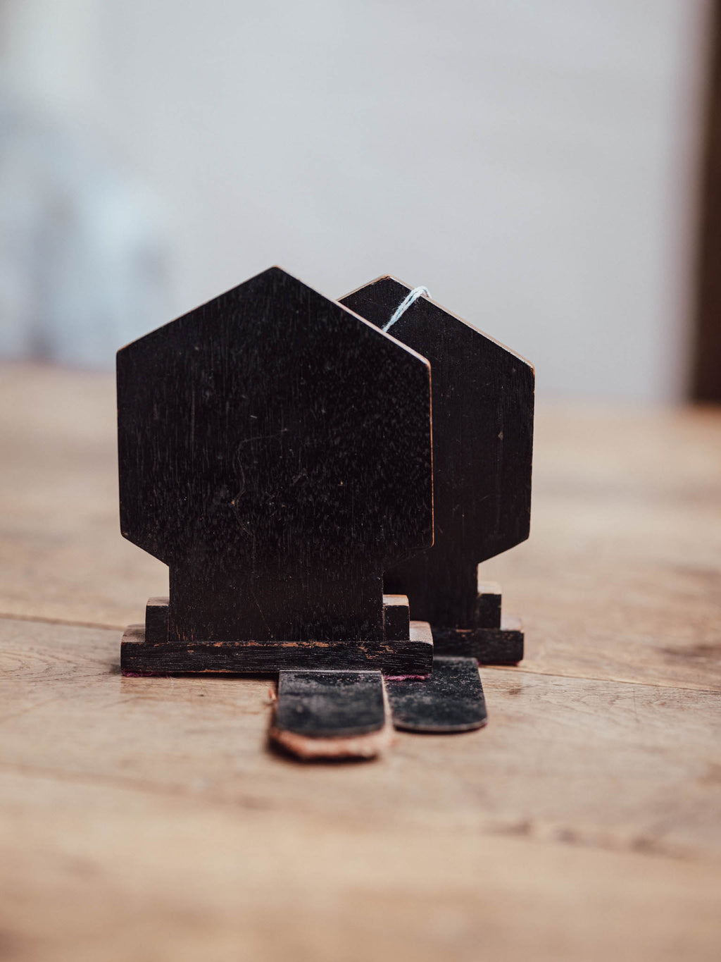 Pair of Vintage Marquetry Bookends with Geometric Star Inlay