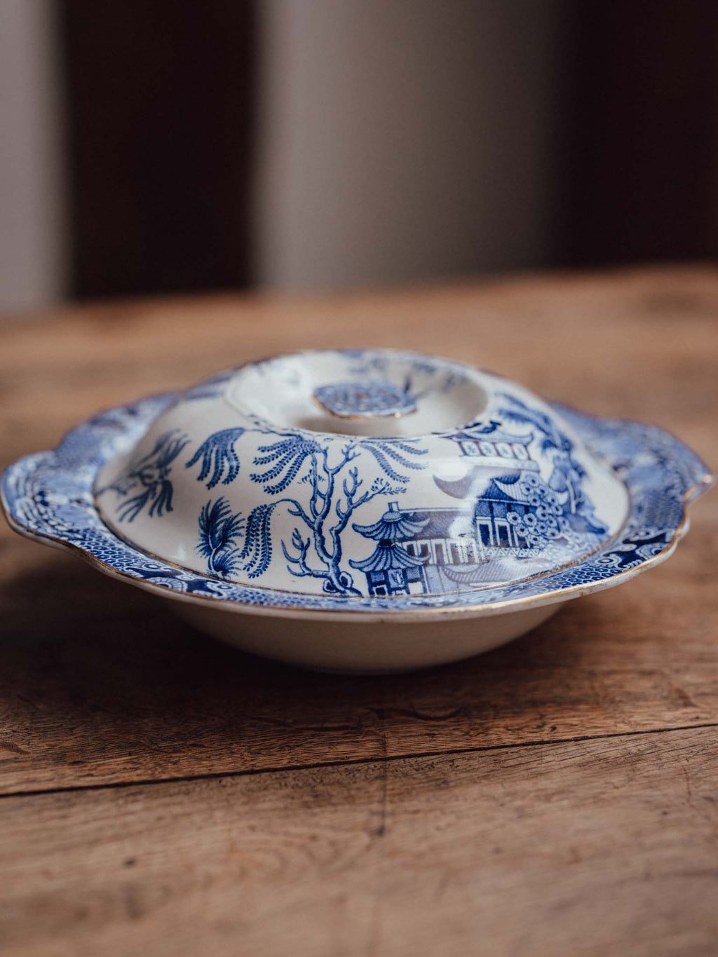 Burleigh Ware Blue and White Chinoiserie Lidded Serving Bowl