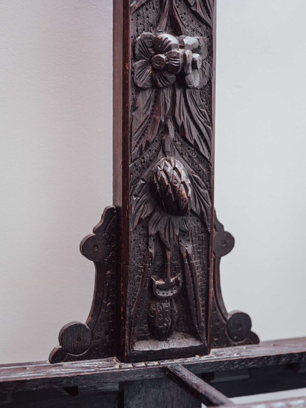 Victorian Ebonised Hall Stand with Mirror and Umbrella Stand