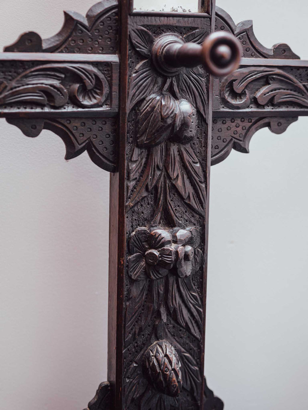Victorian Ebonised Hall Stand with Mirror and Umbrella Stand