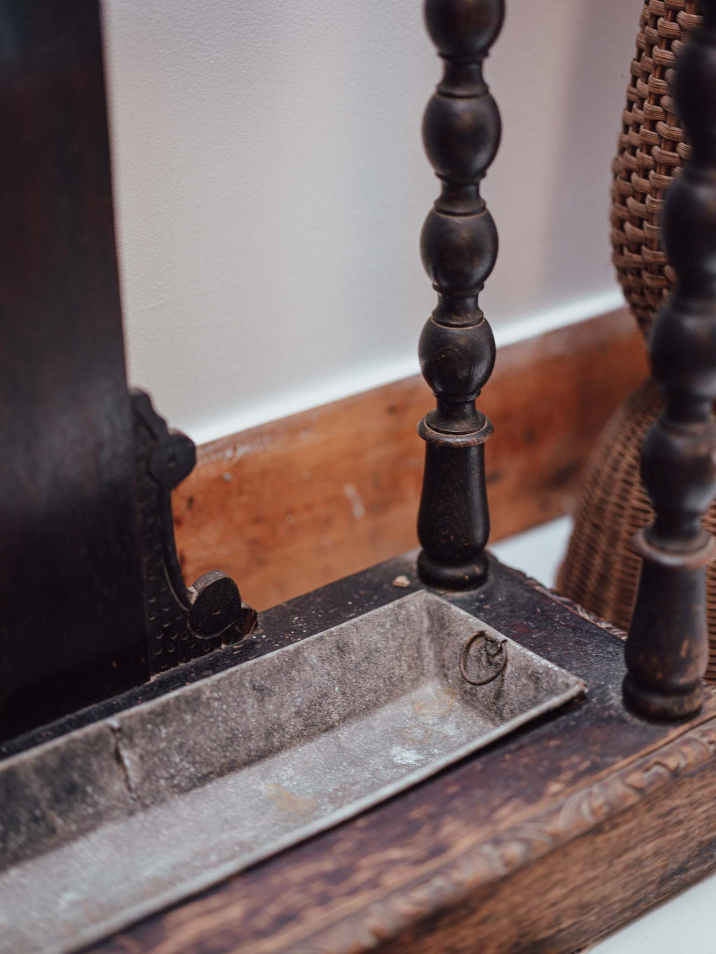 Victorian Ebonised Hall Stand with Mirror and Umbrella Stand