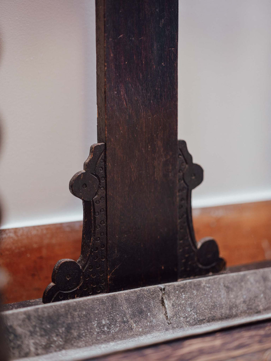 Victorian Ebonised Hall Stand with Mirror and Umbrella Stand