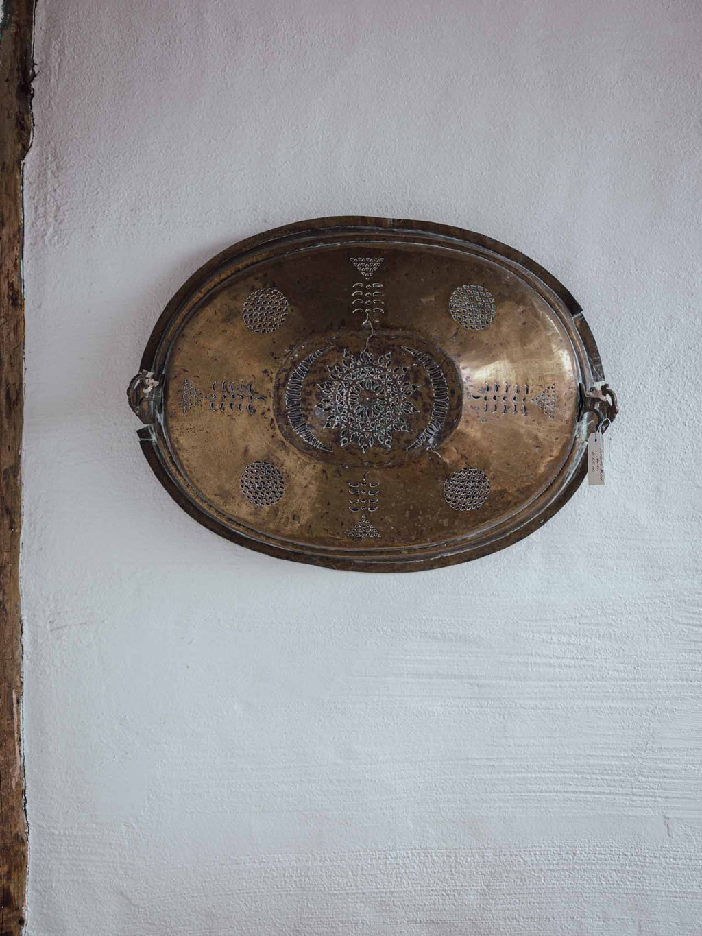Antique Brass Meat Cover Repurposed as Wall Hanging