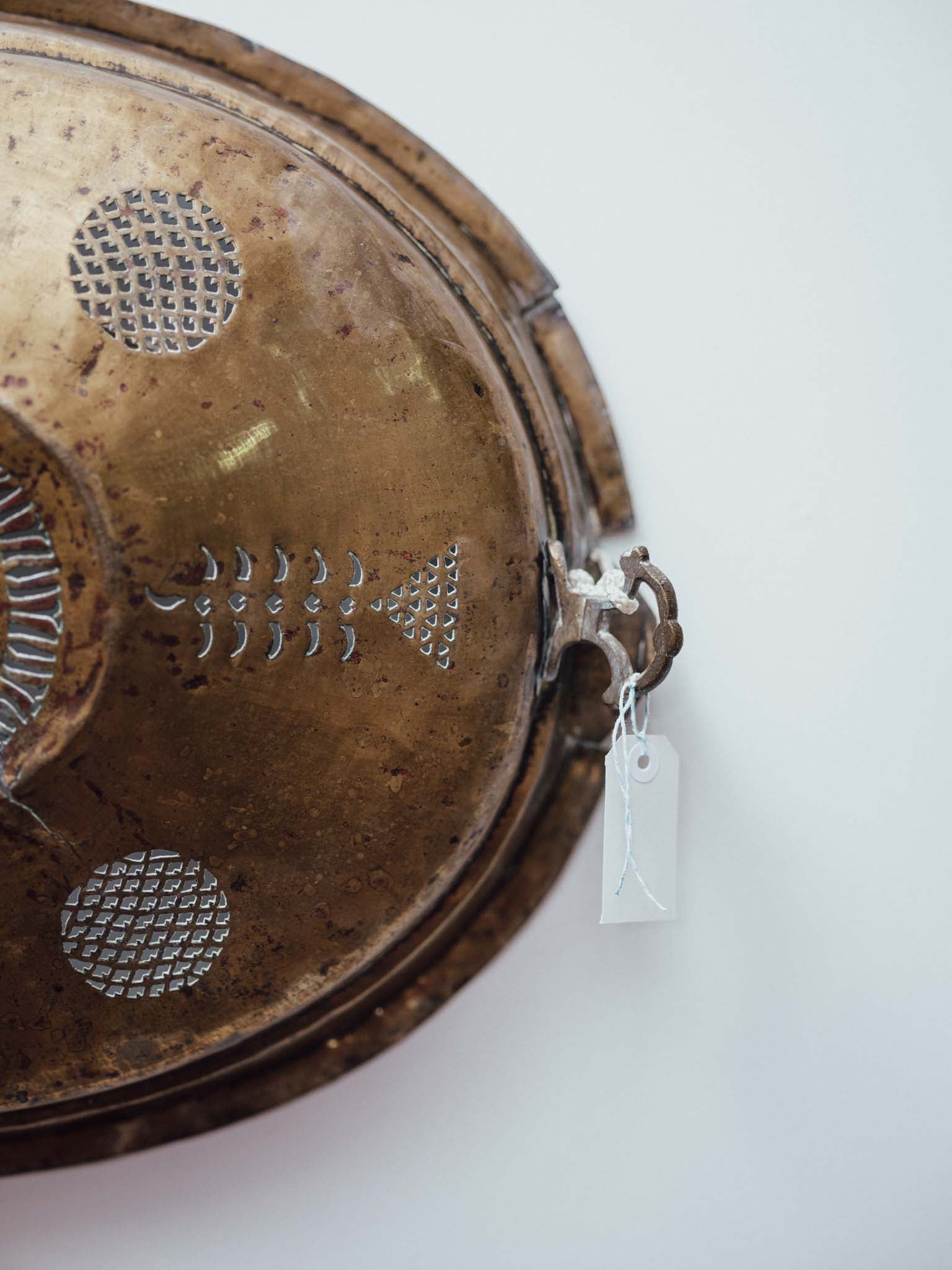 Antique Brass Meat Cover Repurposed as Wall Hanging