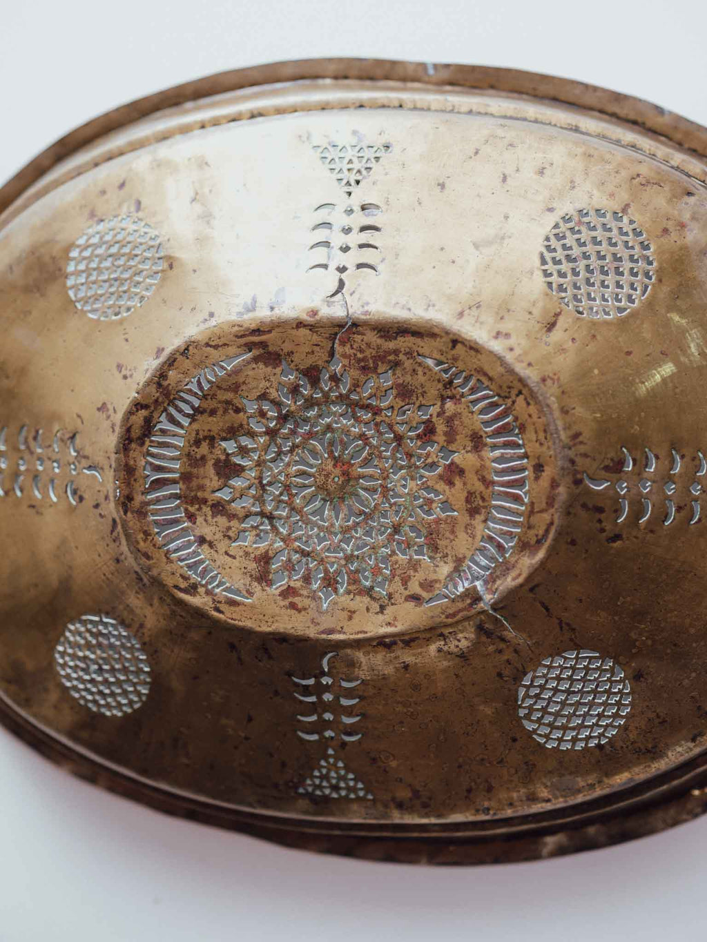 Antique Brass Meat Cover Repurposed as Wall Hanging