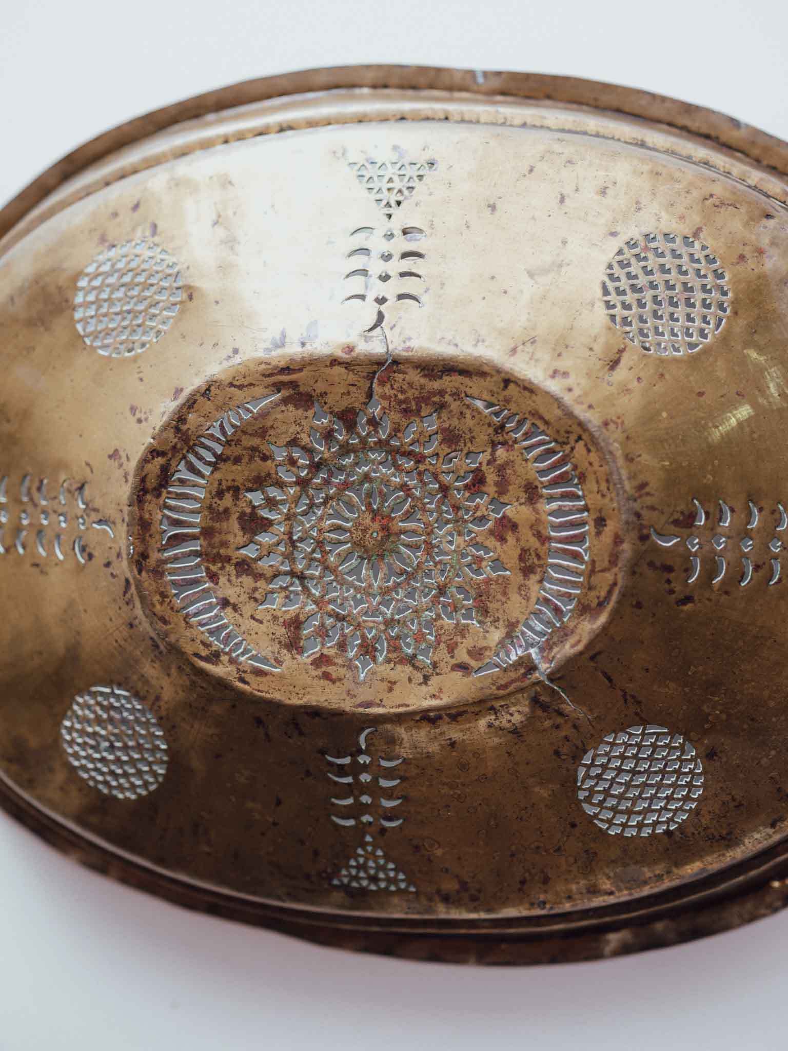 Antique Brass Meat Cover Repurposed as Wall Hanging