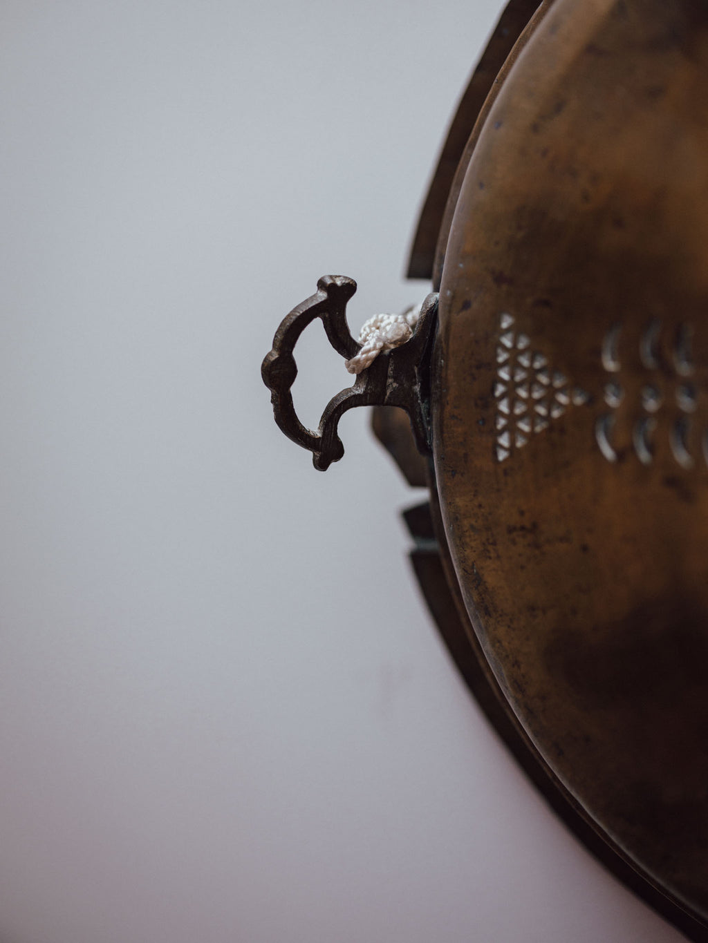Antique Brass Meat Cover Repurposed as Wall Hanging