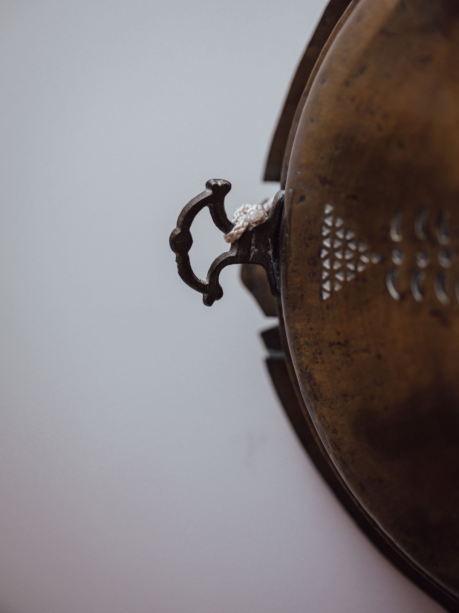 Antique Brass Meat Cover Repurposed as Wall Hanging