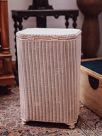 Lloyd Loom Pink Linen Hamper by Lusty & Sons 1930s