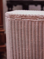 Lloyd Loom Pink Linen Hamper by Lusty & Sons 1930s