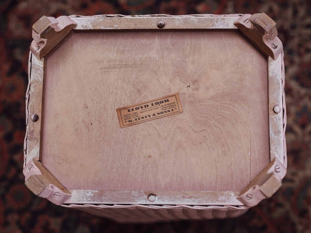 Lloyd Loom Pink Linen Hamper by Lusty & Sons 1930s