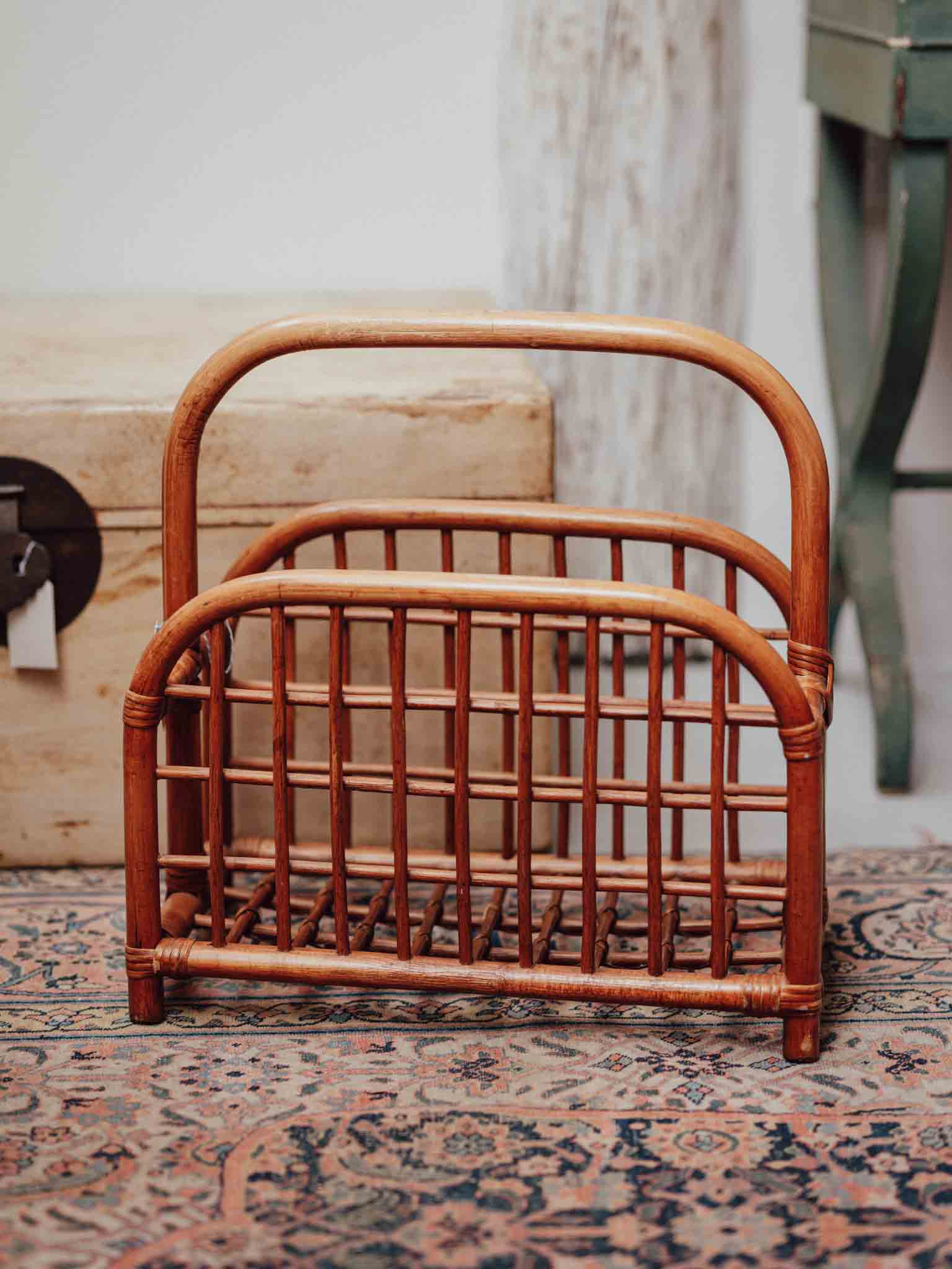 Vintage Rattan Magazine Rack