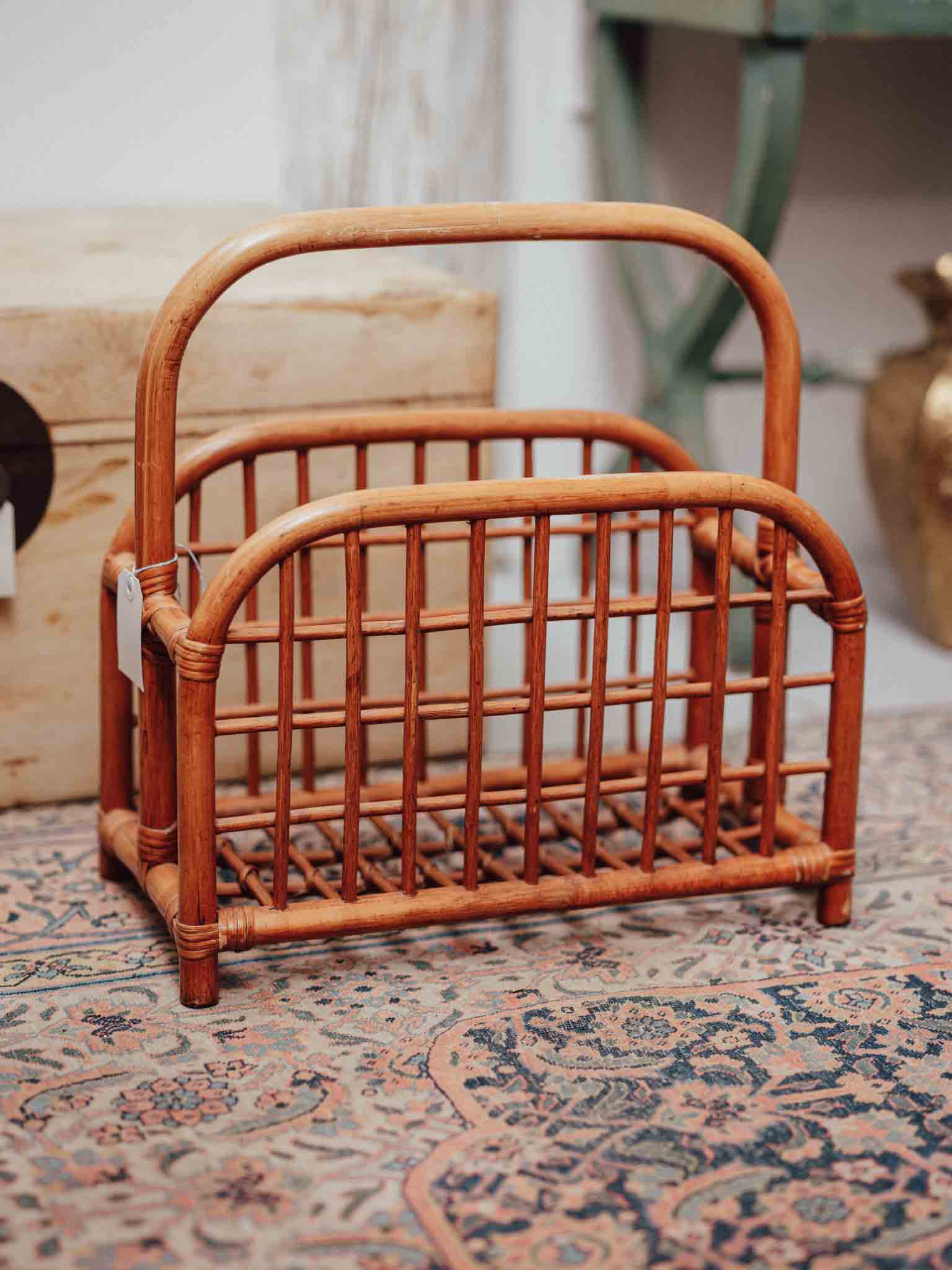 Vintage Rattan Magazine Rack