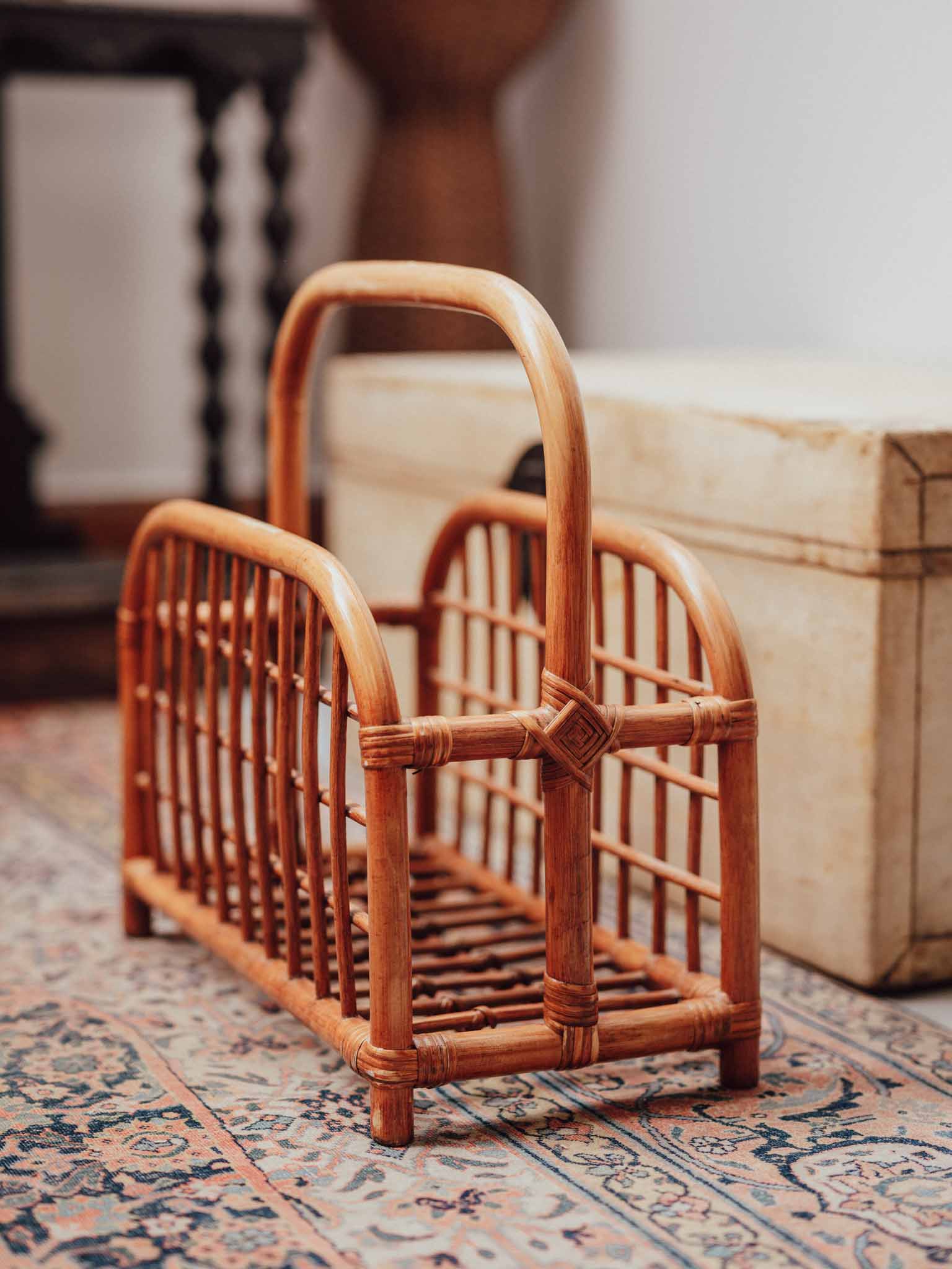 Vintage Rattan Magazine Rack