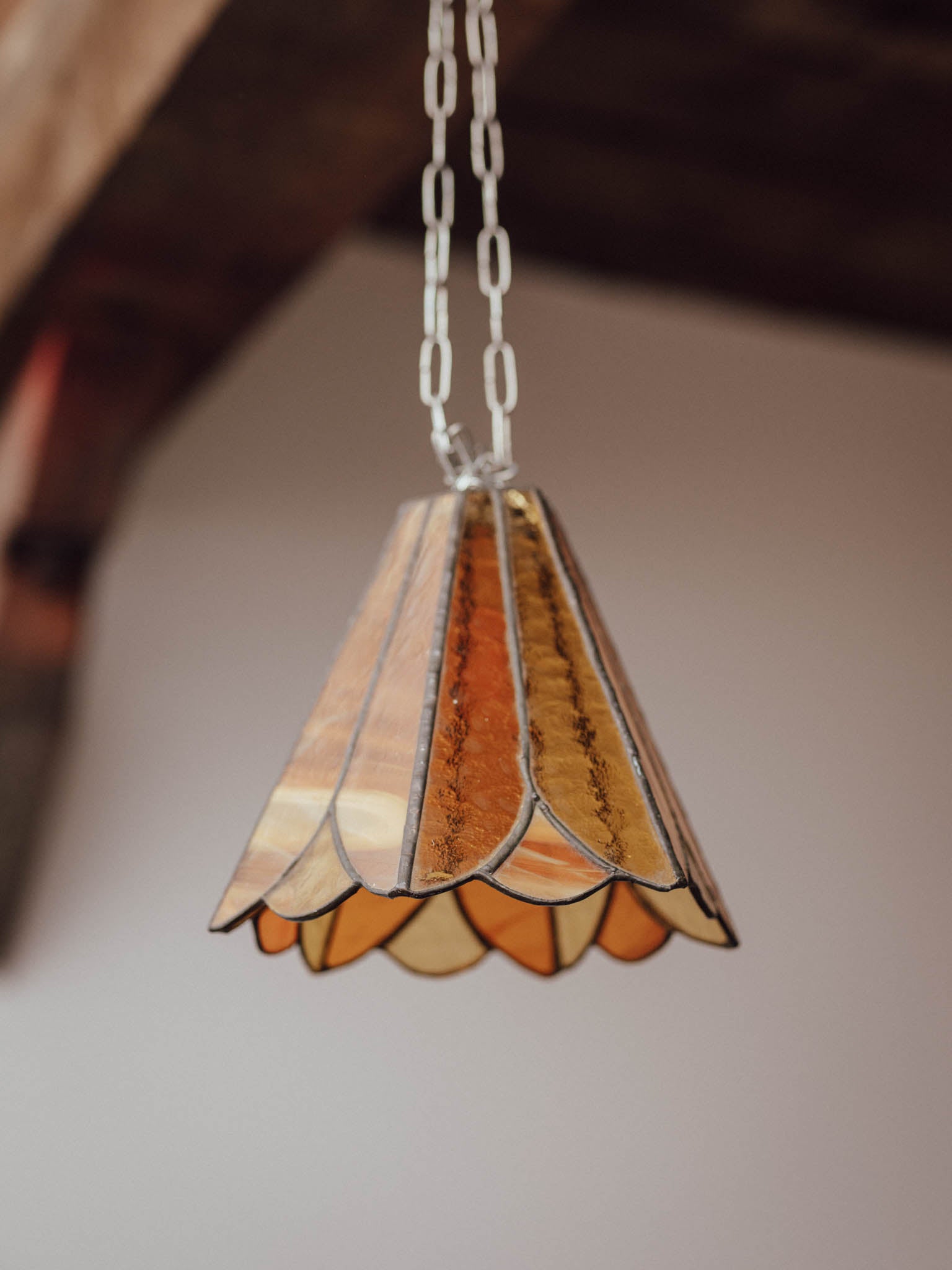 Amber Leaded Glass Light Shade
