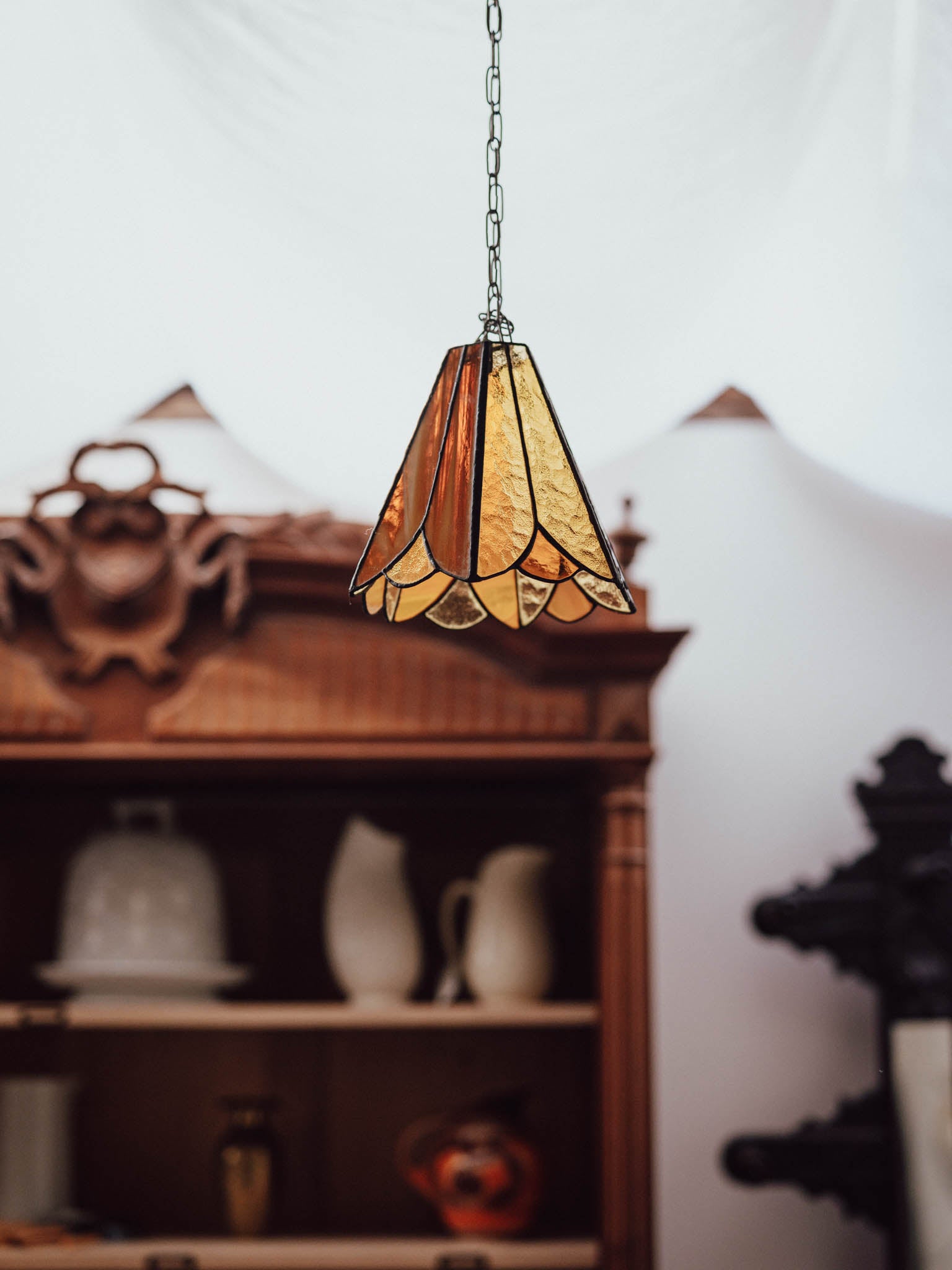 Amber Leaded Glass Light Shade