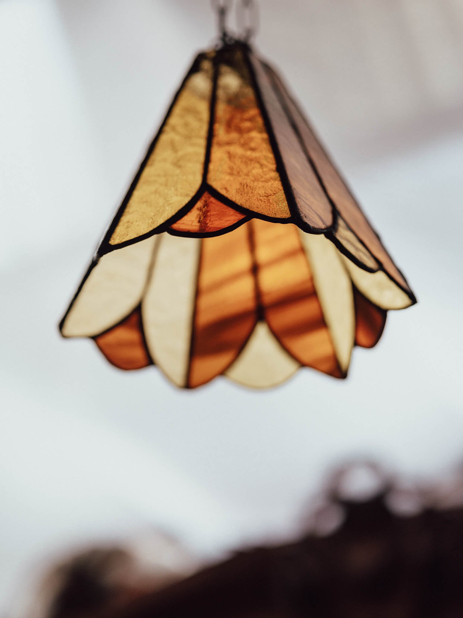 Amber Leaded Glass Light Shade